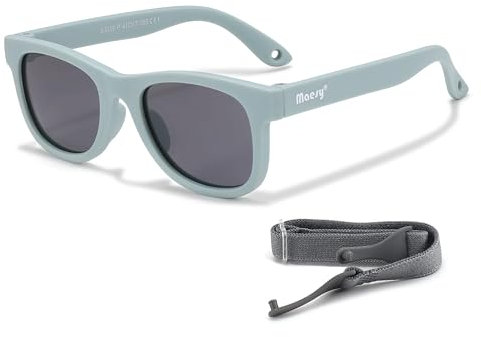 Maesy Baby Sonnenbrille für 0-2 Jahre - UV400 Polarisierter Schutz - Flexibler und Biegsamer Rahmen - Verstellbares Gummiband - Sichere und Bequeme Babysonnenbrillen - Quadratisch - Indi