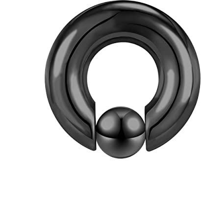 ZS Großes Captive Bead Rings Chirurgenstahl Klemmkugelring Septum Ringe, BCR 00G 0G 2G 8G 12G 16G Intimpiercing Prinz Albert Piercing Körperschmuck (Schwarz,00G,16mm)