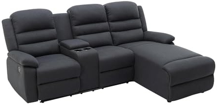 Vente-unique Ecksofa Relaxsofa - Ecke Rechts - Stoff - Anthrazit - Macedonia