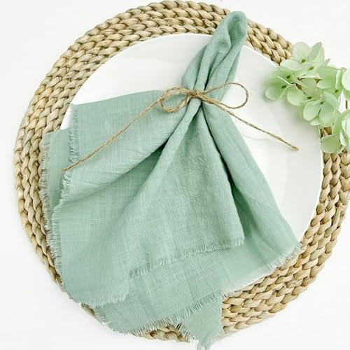 ZAWR 10/30/50 pièces Vert Sauge Usine Service Serviettes en Tissu Coton Tissu Serviette Gaze Serviettes de Table Ensemble décoration de Mariage