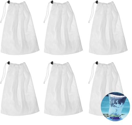 6 Bolsas colectoras de Recambio, Bolsa de Malla de Limpieza, con cordón, para aspiradora de Piscina, para atrapar Hojas y Suciedad pequeña
