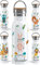 OWLBOOK Boho Hase Trinkflasche personalisiert aus Edelstahl für Kinder mit Zoo Dschungel Waldtiere - 600 ml Kindertrinkflasche mit Bambusdeckel - Auslaufsicher BPA-frei - für warme und kalte