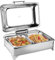 9l Chafing Dish Buffet, Chauffe Plat Buffet Inox Electrique avec Couvercle en Verre Visible, Marmite Chauffante Buffet pour Restaurants Banquets, 35-85℃ Température Réglable(Size:1/2 size food pan
