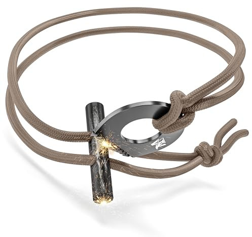 ODENWOLF Feuerstahl Outdoor Halskette - Firestarter Magnesium als Anhänger - Feuerstahl Klein ideal geeignet für Survival und Bushcraf Aktivitäten - Feuerstein Survival als Schlüsselanhänger