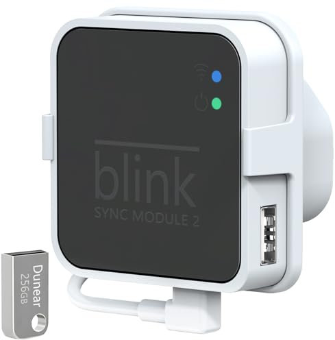 256GB USB Flash Drive and Outlet Mount for Blink Sync Module 2, No-Drilling - Save Space - Easy Move Mount Bracket for Blink Outdoor Indoor Security Camera, with Short Cable