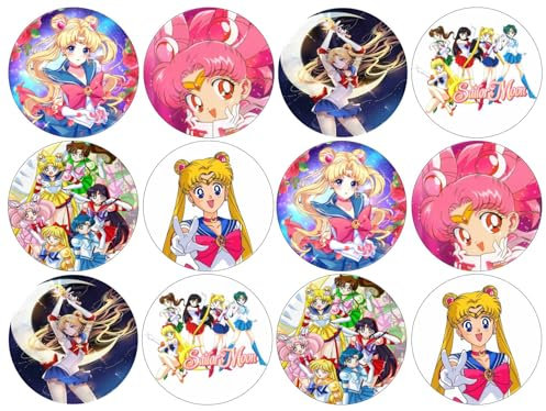24 Japanese Anime Theme Edible Wafer Cup Cake Toppers (Sailor Moon)