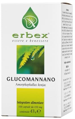 ERBEX – Integratore Alimentare a base di Glucomannano, Estratto Vegetale da Radice di Konjac, Formula Vegana
