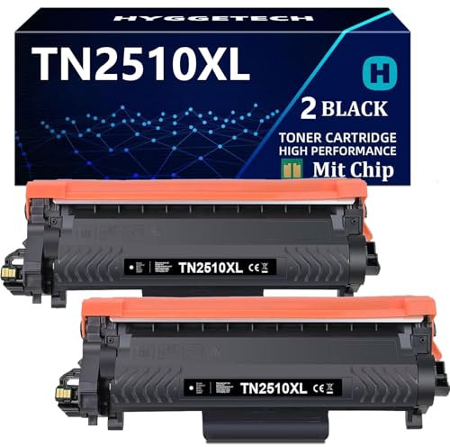 Hyggetech TN2510XL Toner Kompatible für Brother TN2510XL TN2510 Toner für Brother HL-L2400DWE HL-L2400DW MFC-L2827DW DCP-L2620DW MFC-L2835DW MFC-L2800DW DCP-L2660DW DCP-L2627DW (2 Schwarz)
