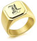 INBLUE Personalisierte Gravierte Name/Initial Monogramm Signet Ringe für Männer mit Optionalen Größe 54-75 Edelstahl Buchstabe Ringe mit Größe Adjusters Mode Schmuck für Jahrestag - C1