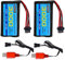 AMZZN 2PCS 7.4V 3000mAh 15C 2S SM-4P Plug Li-ion Battery with USB Charger for EC08 DE85 RC Car, Truck RC Ship RC Drone Engineering Vehicle Backup Battery