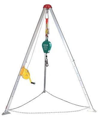 Telescopic 7' Legs 1800lbs Winch Confined Space Rescue Tripod, Multifunction Tripod kit for Wellhead Exploration Construction Sits Power Engineering