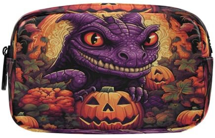 NYYYTTTEU Citrouille d'halloween Forêt Sombre Trousse Élève Scolaire Sac à Crayons Poche Crayon Cosmétique Sac Grande Capacité pour Garçon Fille Ado