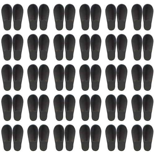 Tomotato 50 Paires de Pantoufles Jetables, Pantoufles de Spa à Bout Fermé, Taille Générale Pour Hommes et Femmes, Pantoufles Antidérapantes Portables
