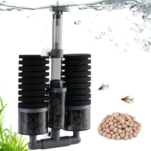 BLOTFISH Schwammfilter Aquarium, Innenfilter Aquarium mit Filtermaterial für Aquarien bis 210L, ideal für Zuchtbecken, Betta- und Garnelen-Aquarien, zur Sauerstoffanreicherung und Filtration