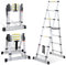 Cecaylie Scala telescopica pieghevole, 1,7 m + 2,0 m, scala in alluminio allungabile, telaio A 5 + 6 pioli, scala in alluminio antiscivolo, portata massima 150 kg