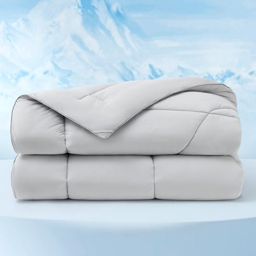 BEDSURE Bettdecke Ohne Bezug Kühlende - Bettdecke 240x220 Kühldecken zum Schlafen - Leicht Atmungsaktiv Schweißfrei Cooling Blanket Für Nachtschwitzer Doppelseitige Kühlende Decke, Grau