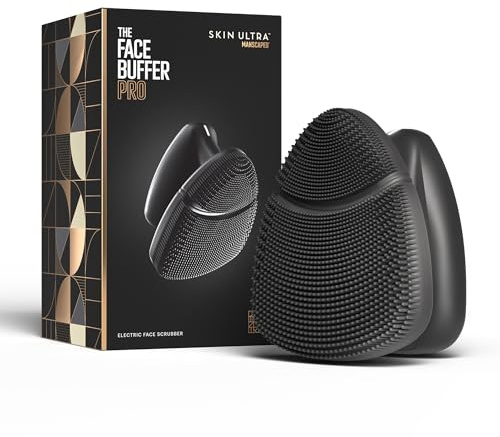 MANSCAPED® The Face Buffer PRO - Men's Electric Silicone Face Scrubber for Nourishing, Deep Cleaning & Exfoliating Your Skin, 3 Facial Cleansing Modes & 2 Sonic Vibration Speeds, Travel Lock