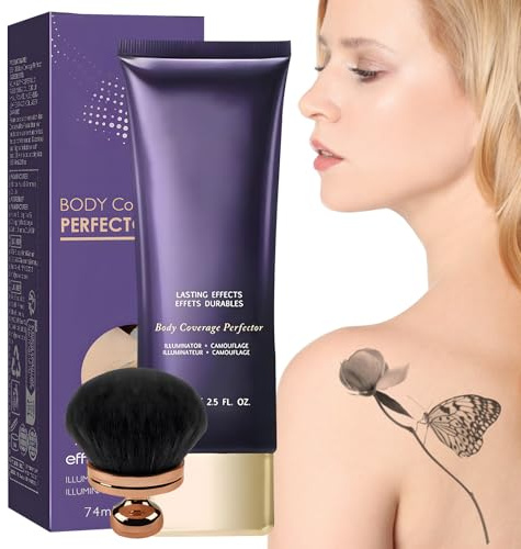 Body Concealer Cream, Leg Makeup Body Coverage Perfector with Brush, 5,28 x 5,04 Zoll Long Lasting Legs Foundation for Beach, Swimming, Photo Ready Wedding, Natural
