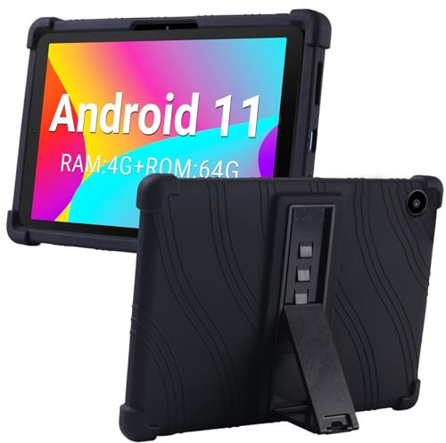 MEMELOKA Funda para TCL Tab 8V 8 Pulgadas, Carcasa Protectora Antigolpes de Silicona Suave con Soporte[Antiarañazos][Antideslizante], Negro