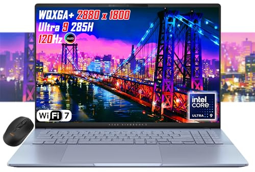 ASUS Vivobook 16 OLED WQXGA+(2880x1800) Slim Laptop, Intel Core Ultra9 285H, Wi-Fi 7, RGB retroilluminato KB, 2X Thunderbolt 4, Webcam FHD, win11, mouse wireless (32 GB RAM | SSD 4 TB)