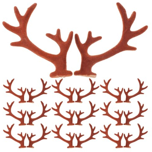 LRXIYODE 20 Stück Teiliges DIY Haaraccessoires mit Weichen Braunen Hirschgeweihen aus Plüsch für Selbstgemachte Stirnbänder und Kopfschmuck Passend für Weihnachts und Karnevalsdekorationen