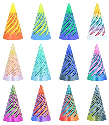 12Pcs Mini Spiral Cone Pyramid Fidget Toy, 3D Printed Impossible Cone Passthrough, Mini Vortex Thread Illusion Desk Deco, Anxiety & Stress Relief, Gift for Adults & Kids (Cone-12 PCS)