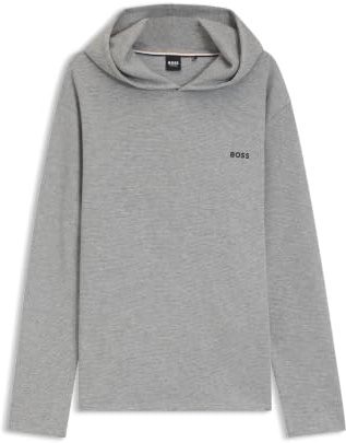 BOSS Mens BW Waffle Hoodie Texture Design Grey L