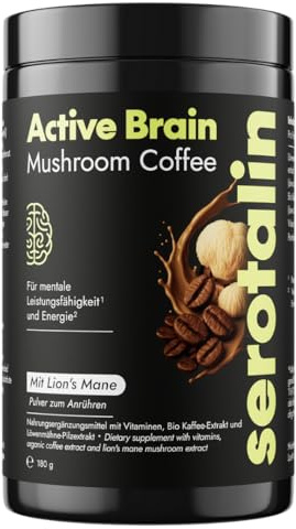 serotalin Mushroom Coffee | Bio Kaffee Alternative mit Lion’s Mane (Löwenmähne Fruchtkörperextrakt) & MCT-Pulver | Adaptogener Brain Coffee mit Kaffee-Extrakt für sanften Genuss