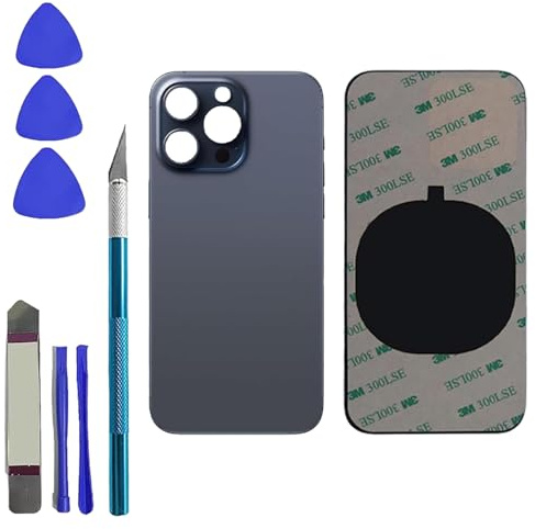 15 Pro Max Rear Back Glass Replacement for iPhone 15 Pro Max, Blue Titanium | 15 Pro Max Back Rear Glass Replacement for iPhone 15 Pro Max with 15ProMax Back Glass Repair Kit