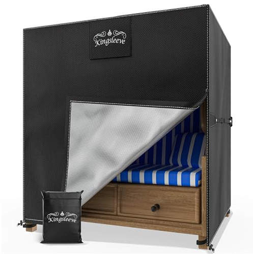 Kingsleeve® Strandkorb Schutzhülle Winterfest 120x90x160/140cm Strandkorbhülle Wasserdicht UV-Beständig Abdeckung Abdeckhaube für Strandkörbe