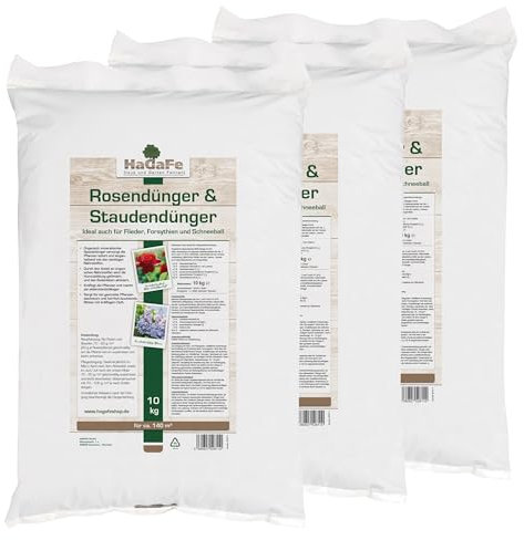 HaGaFe Rosendünger & Staudendünger Ideal Auch Für Flieder Forsythien Und Schneeball - Mit Kalium, 30kg (3x10kg)