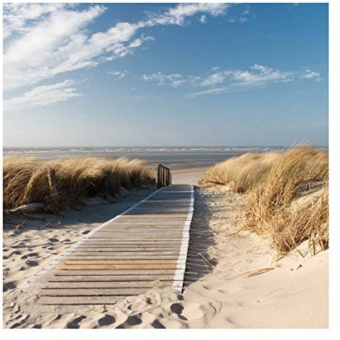 Bilderwelten Strand Fototapete 3D inkl. Kleister 192x192cm - Vliestapete Made in Germany - Fototapete Meer Schlafzimmer - Ostsee Strand Tapete maritim - Tapete Meerblick Wohnzimmer Bad T_2065