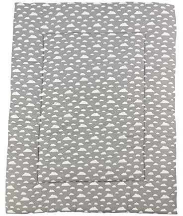 Puckdaddy Krabbeldecke Clara, Wendedecke 2-seitig, mit Wolke-Muster in Grau aus 100% Baumwolle nach Oeko-TEX geprüft, waschmaschinengeeignet