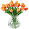 JUSTOYOU 10 STK PU Real Touch Latex Künstliche Tulpen Gefälschte Tulpen Blumen Blumensträuße Blumen Arrangement für Home Room Hochzeitsstrauß Party Herzstück Dekor Orange