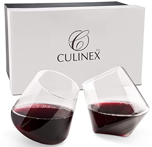 Veracity & Verve Weingläser ohne Stiel, 2er-Set, belüftete Rotweingläser, elegant, tropffrei, kein Verschütten, 2 Count (Pack of 1), 12 fluid_ounces, Stielos, Glas, Wein, Getränke