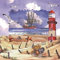 20 Servietten Strandszene/Muscheln/Leuchtturm/Schiff/Meer/See / 33x33cm