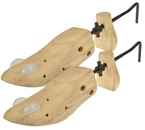 2-Way Leather Shoe Trees Wooden Stretcher Kit for Men or Women | Walking, Sneaker and Football Boot Expander | Shoe-Stretcher + Corn and Bunion Shaper - UK 6-12 Brown