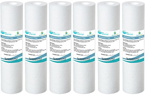 AquaHouse Lot de 6 cartouches de filtre à sédiments pour osmose inverse, filtre à eau et particules Compatible avec boîtiers de filtre standard de 25,4 cm 1 micron