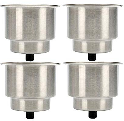 FreeTec 4pcs Stainless Steel Cup Drink Holder with Drain Marine Boat Rv Camper