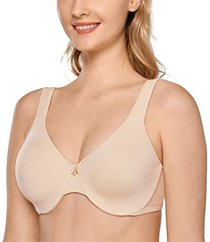 Delimira Women's Minimiser Bra Plus Size Underwired Full Cup Non Padded Seamless Support T Shirt Bra Beige 40E