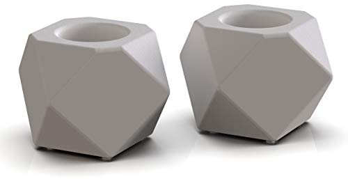 MI-BEST Teelichthalter aus Beton - dekorativer Kerzenständer - polygonaler Kerzenhalter [2er Set] - Scandinavische geometrische Deko - Elegante Teelichterhalter - Geschenkidee & Wohnaccessoires