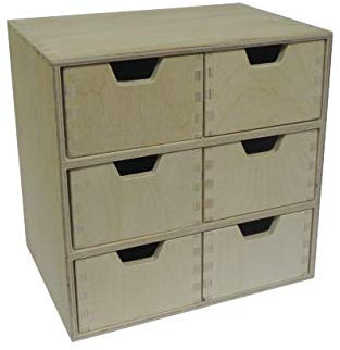 Cassettiera in legno con 6 cassetti, non verniciata, per decoupage