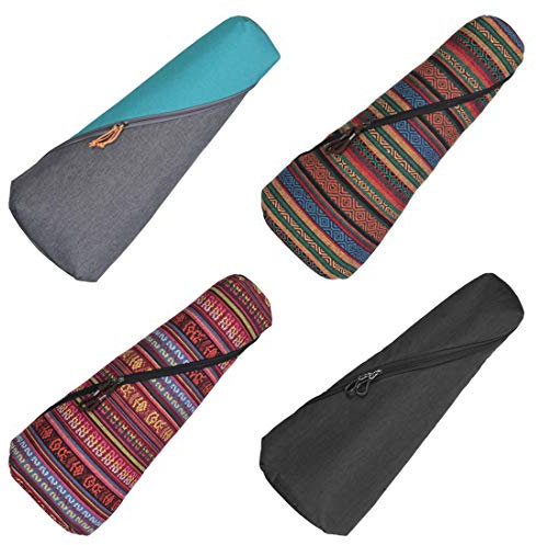 Longteam Custodia cilindrica per ukulele in lino, 10 mm, impermeabile, portatile, con tasca portaoggetti per accessori (26 in tenore, verde bohemien)