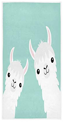 N/E RXYY Handtuch, Baumwolle, niedliches Lama-Alpaka-Tier, weiches Mehrzweck-Badetuch für Zuhause, Küche, Schwimmen, Spa, Fitnessstudio, 76,2 x 38,1 cm