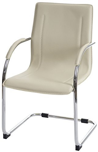 Mendler Esszimmerstuhl Samara, Freischwinger Küchenstuhl Lehnstuhl Stuhl, Stahl - Creme