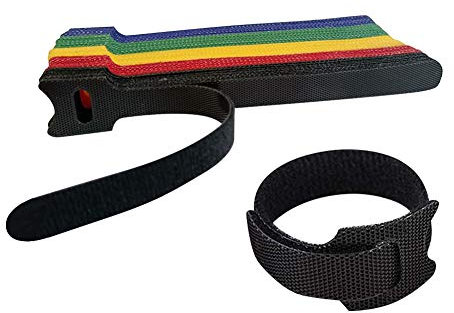 YIXISI 50 Stücke Klettband Kabelbinder, Klett Kabelbinder Wiederverschließbar, Kabelbinder mit Klett, für Zuhause Büro, Auto, PC, TV Kabel, Schwarz/Rot/Gelb/Blau/Grün