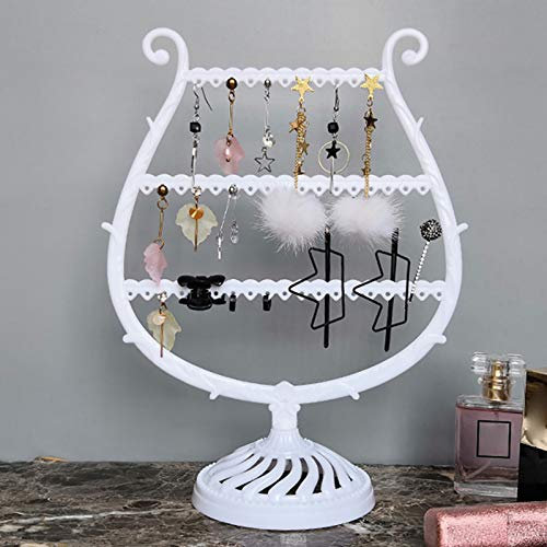 Bluelanss Schmuckständer Ohrringständer Ohrringhalter, 3 Tier Plastik Ohrring Organizer, Ohrstecker Display Schmuckhalter - Ohrschmuck Aufbewahrung - Schmuckregal, Schmuckaufbewahrung Weiß