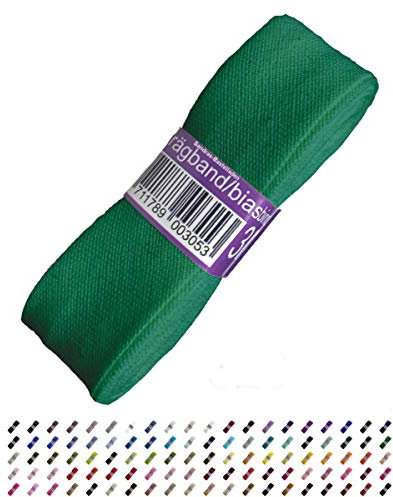 Sandras-Bastelladen Schrägband/Einfassband Baumwolle Uni gefalzt 3m x 20mm 523-Mittelgrün