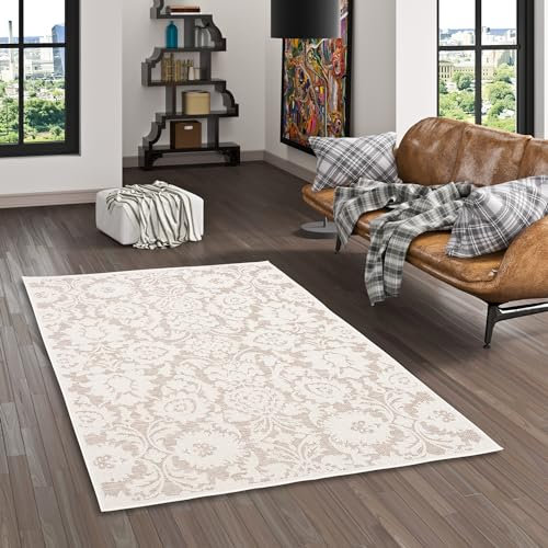 In & Outdoor Flachgewebe Sisaloptik Natur, Terrasse und Balkon Teppich Ottawa Beige Barock in 5 Größen