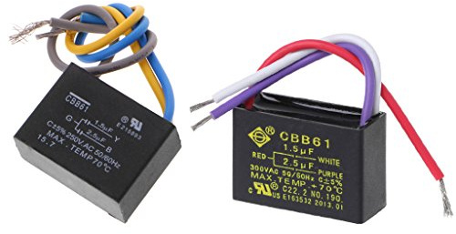 BOBEINI CBB61 Kondensator für Deckenventilator, 1,5 uF + 2,5 uF, 3 Drähte, AC 250 V, 50/60 Hz, Schwarz